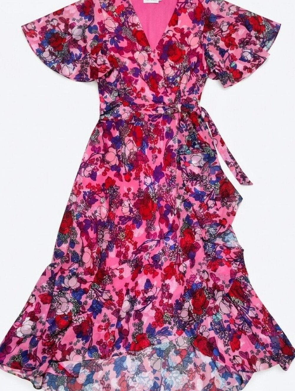 Tanya Taylor Floral Print Faux Wrap Dress | High-Low Hem | Size 6